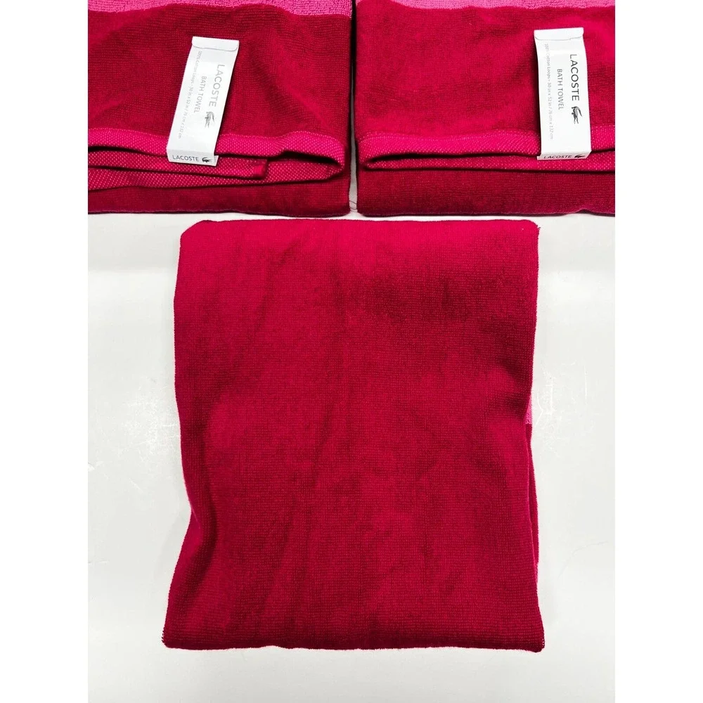 Lacoste‎ Pink Bath Towel 4 Pack 100% Cotton 30